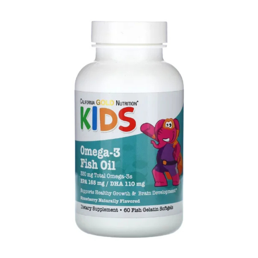 California Gold Nutrition, Kid’s Omega-3 Fish Oil, Natural Strawberry, 60 Fish Gelatin Softgels in Pakistan