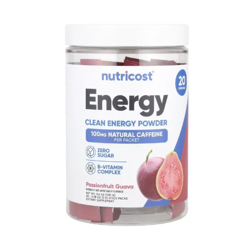 Nutricost, Energy, Clean Energy Powder, Passionfruit Guava, 20 Stick Packs, 0.18 oz (5 g) Each in Pakistan