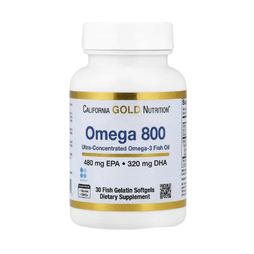 California Gold Nutrition, Omega 800 Ultra-Concentrated Omega-3 Fish Oil, kd-pur® Triglyceride Form, 30 Fish Gelatin Softgels in Pakistan
