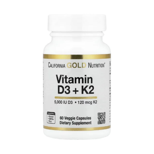 California Gold Nutrition, Vitamin D3 + K2 as MK-7, 60 Veggie Capsules in Pakistan
