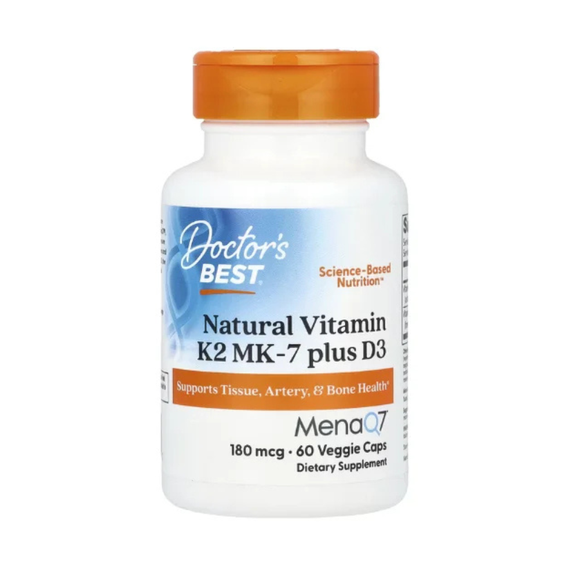 Doctor's Best, Natural Vitamin K2 MK-7 Plus D3, 180 mcg, 60 Veggie Caps in Pakistan