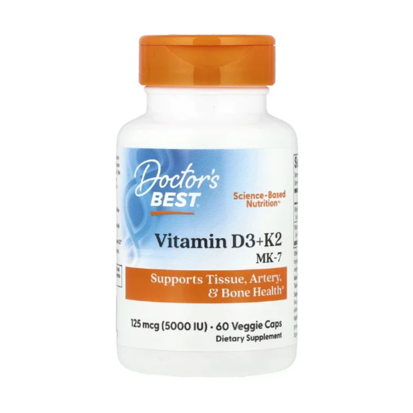 Doctor's Best, Vitamin D3 + K2, MK-7, 60 Veggie Caps in Pakistan