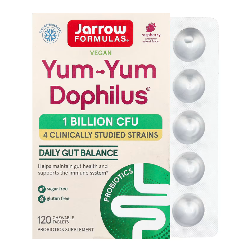 Jarrow Formulas, Vegan Yum-Yum Dophilus®, Raspberry, 120 Chewable Tablets in Pakistan