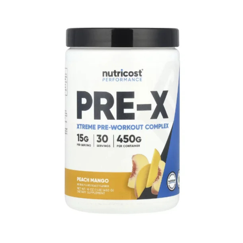 Nutricost, Performance, Pre-X, Xtreme Pre-Workout Complex, Peach Mango, 1 lb (450 g) in Pakistan