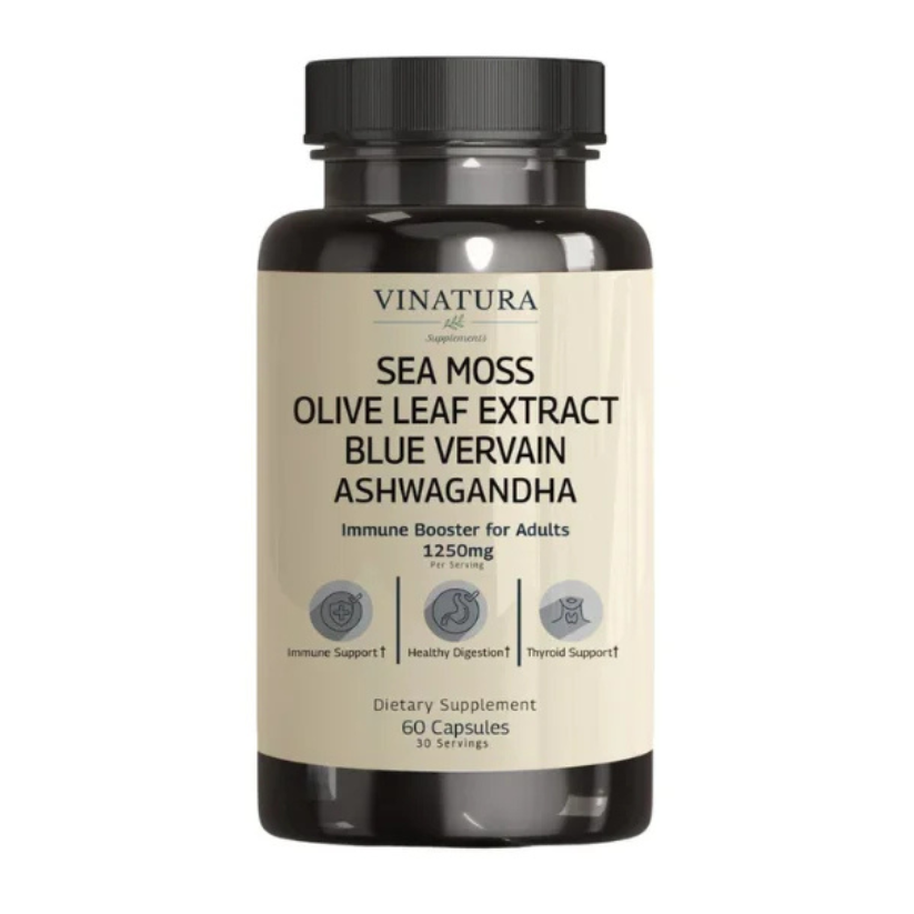 VINATURA Sea Moss, Blue Vervain, Olive Leaf Extract, Ashwagandha 1250mg Capsules in Pakistan